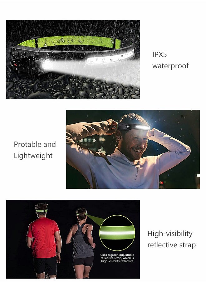 GROIC Rechargeable LED Head Lamp, Headlamp Flashlight, 1200mAh Bright 270° Wide Beam with Motion Sensor, Lightweight Waterproof Head Light for Outdoor Running, Camping Hiking  - Image 5