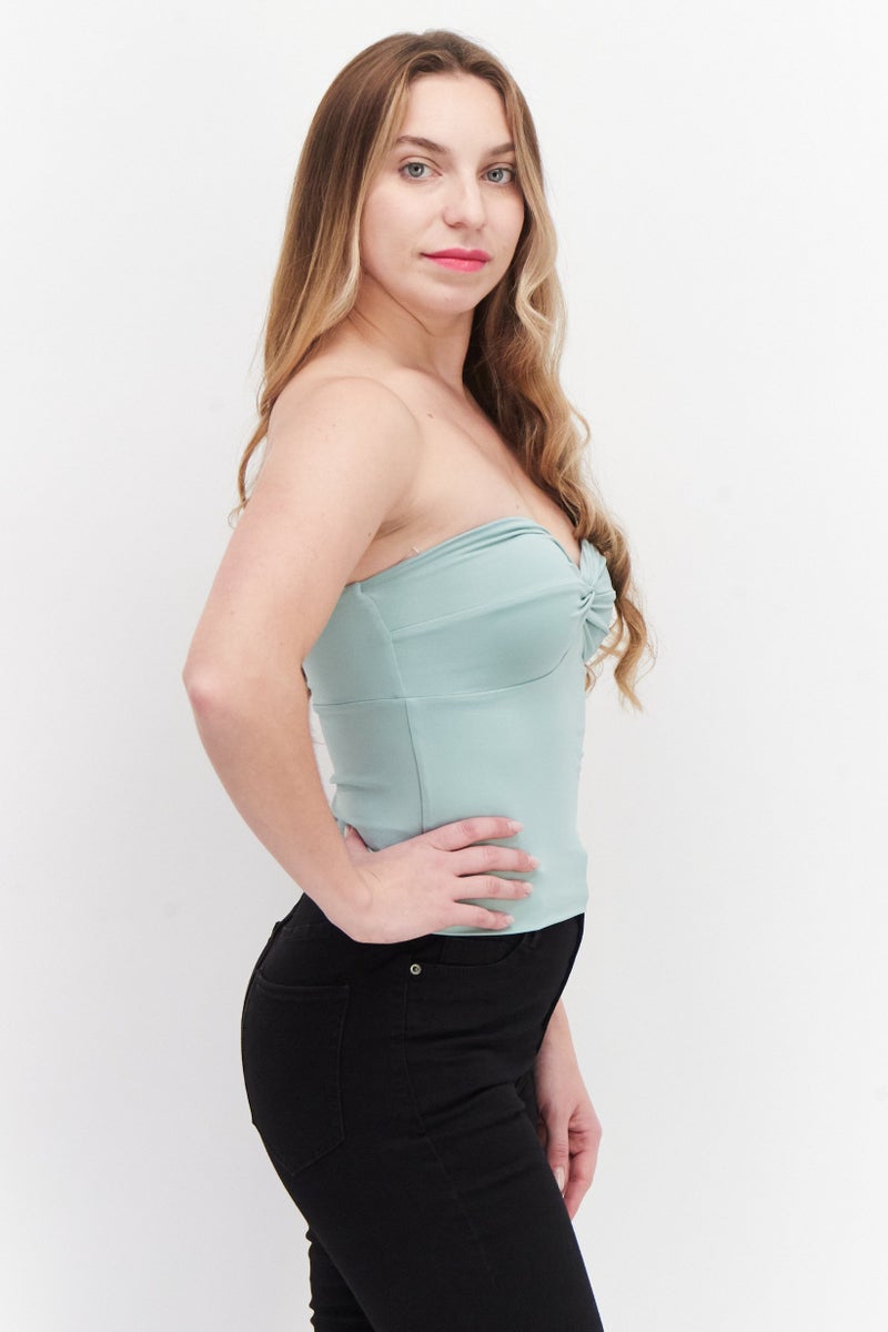 XOXO Women Sweetheart Neckline Strapless Tube, Light Green - Image 3