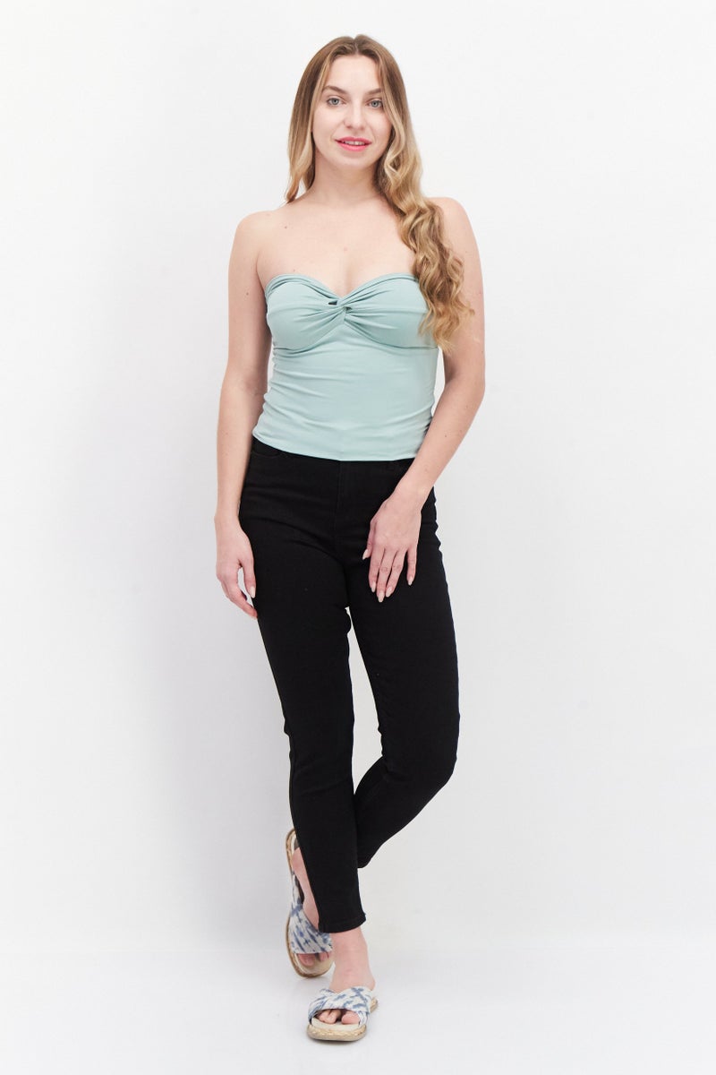 XOXO Women Sweetheart Neckline Strapless Tube, Light Green - Image 2