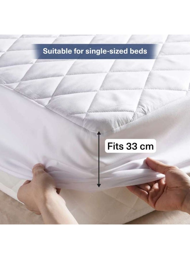 Pan Home Microfibre Waterproof Mattress Protector 90x200+33cm-White - Image 4