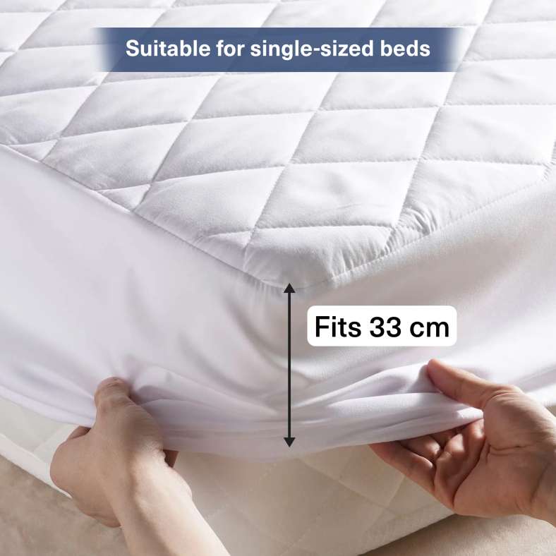 Pan Home واقي مرتبة مقاوم للماء مقاس 90×200+33 سم من إم إف، أبيض - Image 4