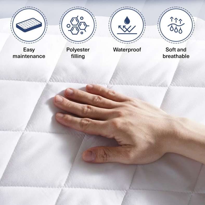 Pan Home واقي مرتبة مقاوم للماء مقاس 90×200+33 سم من إم إف، أبيض - Image 3