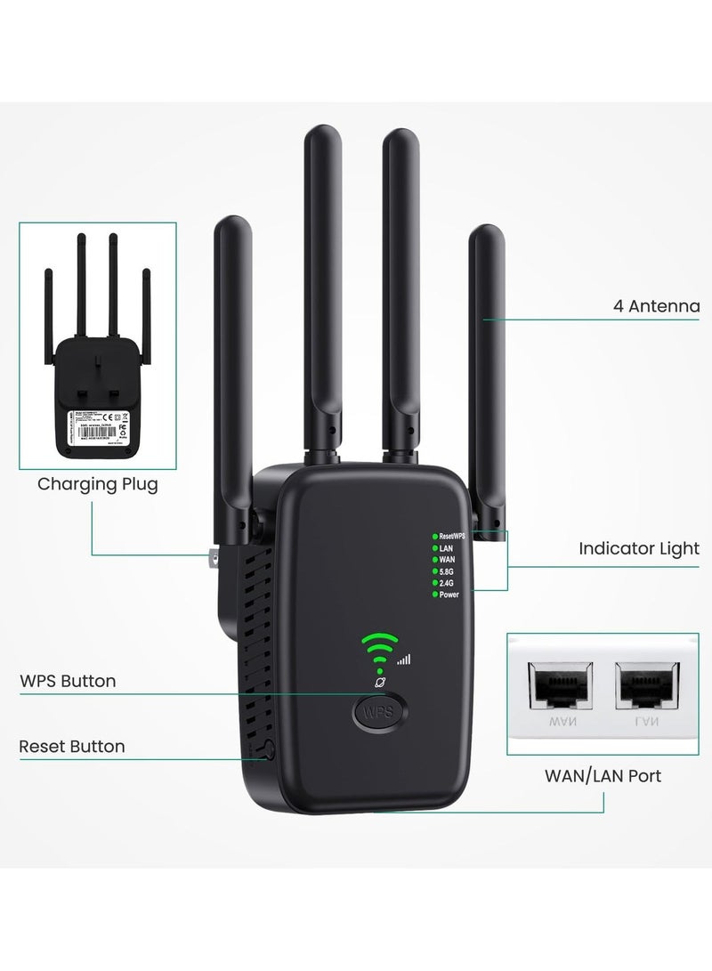 أنيوي مُوسِّع واي فاي 300 ميجابت في الثانية، ثنائي الموجات 5G/2.4G، AC100-240، إعداد بنقرة واحدة - Image 4