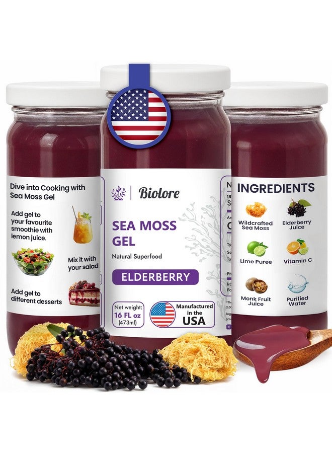 Biolore جل طحالب البحر بيو لور - توت البلسان 16 أونصة، طحالب إيرلندية برية مع الفيتامينات الأساسية والمعادن النادرة، غذاء نباتي خارق مصنوع في الولايات المتحدة - Image 1