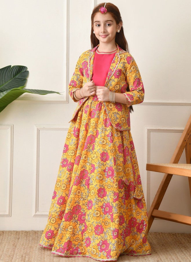 Indi-Loom Couture Girls Printed Ready to Wear Lehenga & Blouse - Image 4