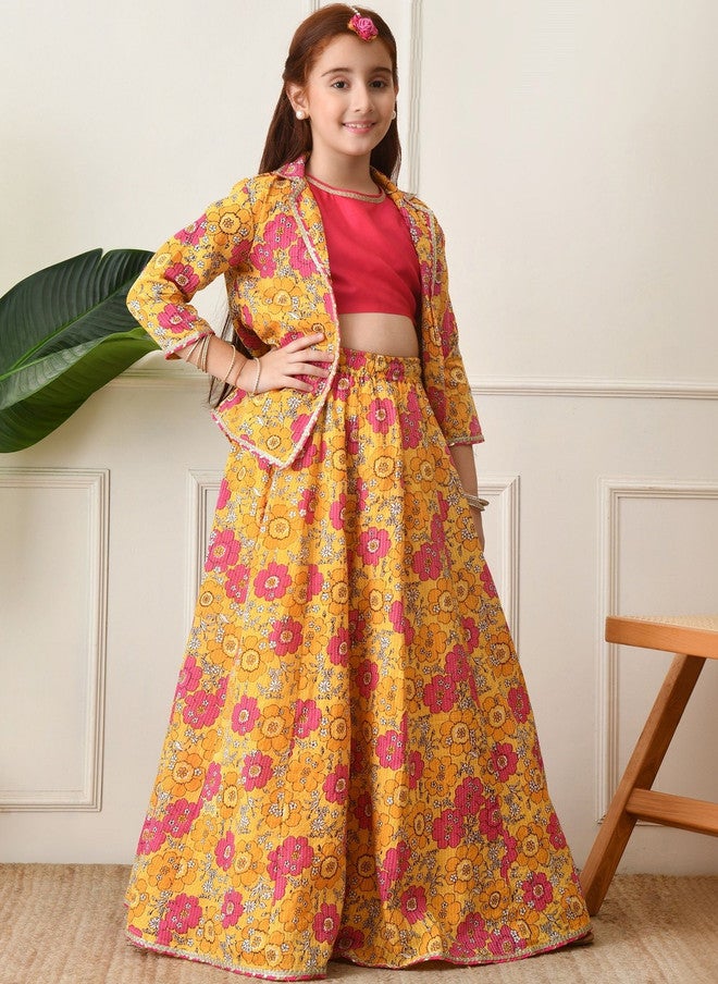Indi-Loom Couture Girls Printed Ready to Wear Lehenga & Blouse - Image 3