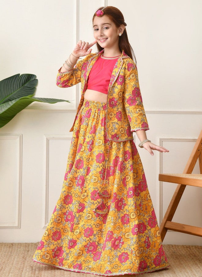 Indi-Loom Couture Girls Printed Ready to Wear Lehenga & Blouse - Image 2