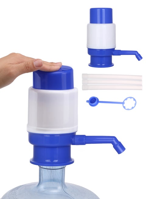Drinking Water Pump -Manual Hand Pressure -Blue - BPA-Free Manual Hand Pressure Water Pump - Portable Blue Drinking Water Dispenser - Water Bottles Pump Blue Manual Hand Pressure - for Travel