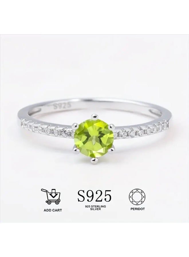 Ayezeh Jewels Peridot Ring in 925 Silver – 0.5 Carat Olivine Gemstone, Women’s Engagement & Gift Jewelry - Image 1
