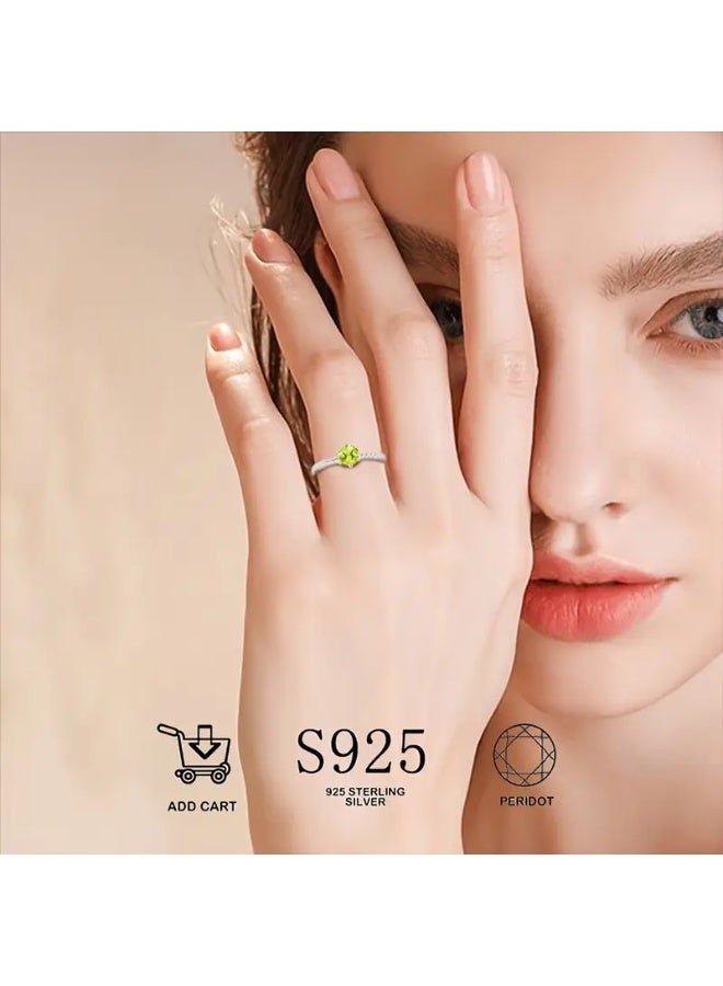 Ayezeh Jewels Peridot Ring in 925 Silver – 0.5 Carat Olivine Gemstone, Women’s Engagement & Gift Jewelry - Image 2