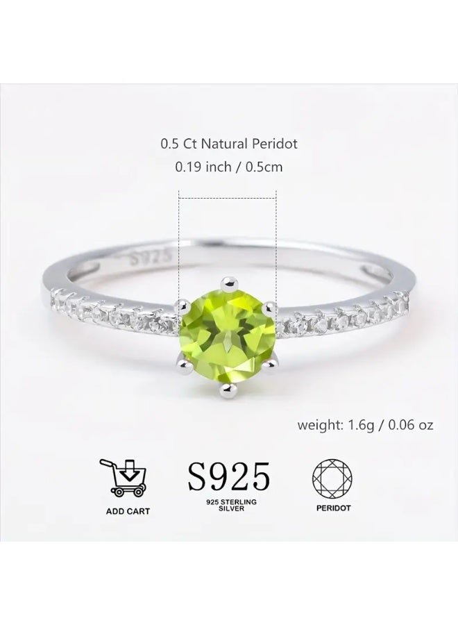 Ayezeh Jewels Peridot Ring in 925 Silver – 0.5 Carat Olivine Gemstone, Women’s Engagement & Gift Jewelry - Image 5