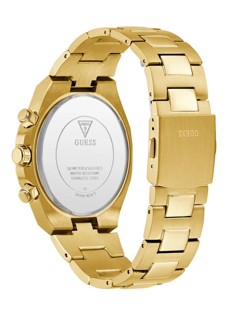GUESS Equity Men's Multi-function Gold Stainless Steel Watch GW0703G6 - 44mm - Image 3
