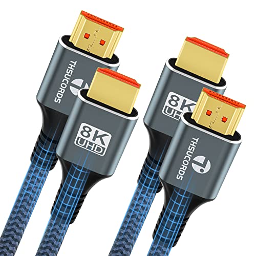 Thsucords 8K 4K HDMI Cable 10FT 2 Pack, High Speed Braided HDMI to HDMI 2.1 Cord Supports 8K@60Hz, 4K@120Hz 144Hz 48Gbps Compatible with Roku TV/PS5/HDTV/Blu-ray - Image 1