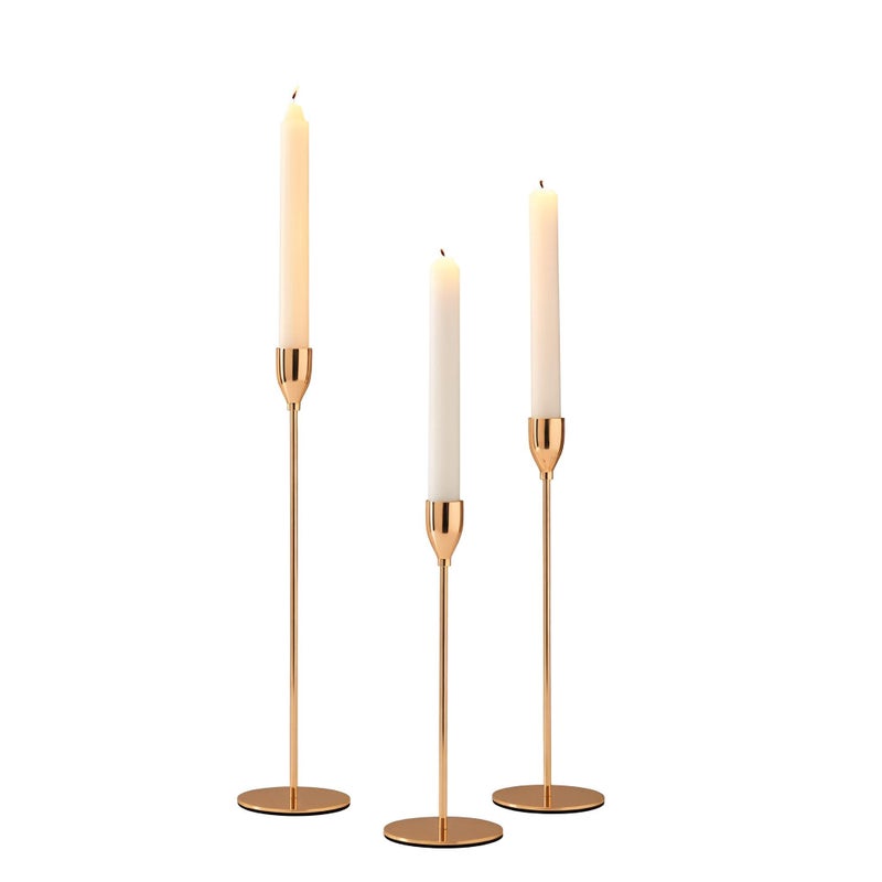 Festival Candle Accessories - Metal Vintage Candle Holders for Holiday and Event Decor, Suitable for Valentine's, Weddings, and Christmas, 3-Piece Set with Various Stylish Designs (Gold) - Image 1