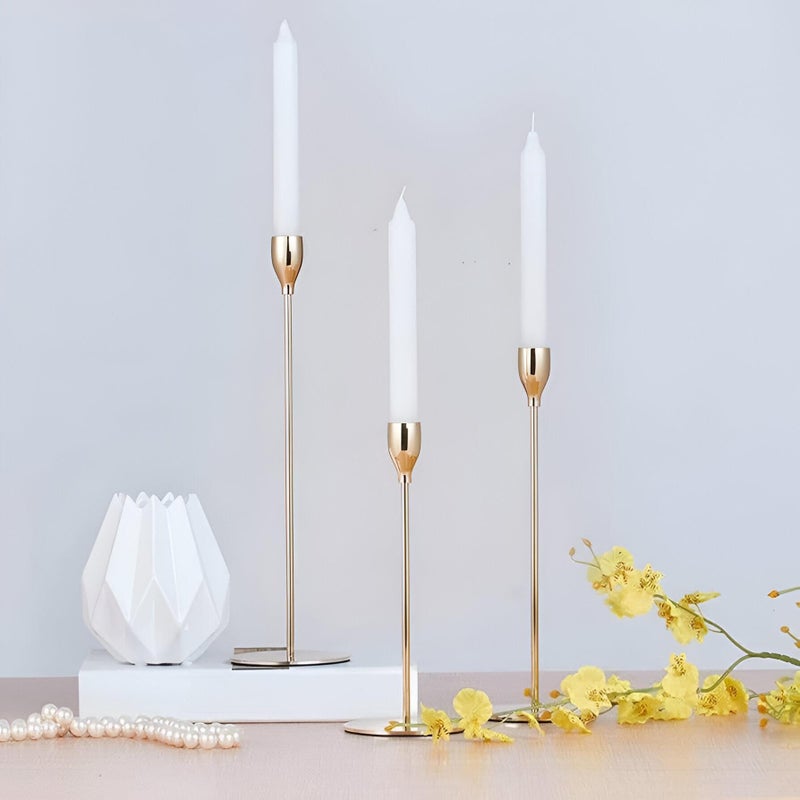 Festival Candle Accessories - Metal Vintage Candle Holders for Holiday and Event Decor, Suitable for Valentine's, Weddings, and Christmas, 3-Piece Set with Various Stylish Designs (Gold) - Image 2