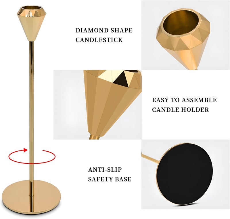Festival Candle Accessories - Metal Vintage Candle Holders for Holiday and Event Decor, Suitable for Valentine's, Weddings, and Christmas, 3-Piece Set with Various Stylish Designs (Gold) - Image 5