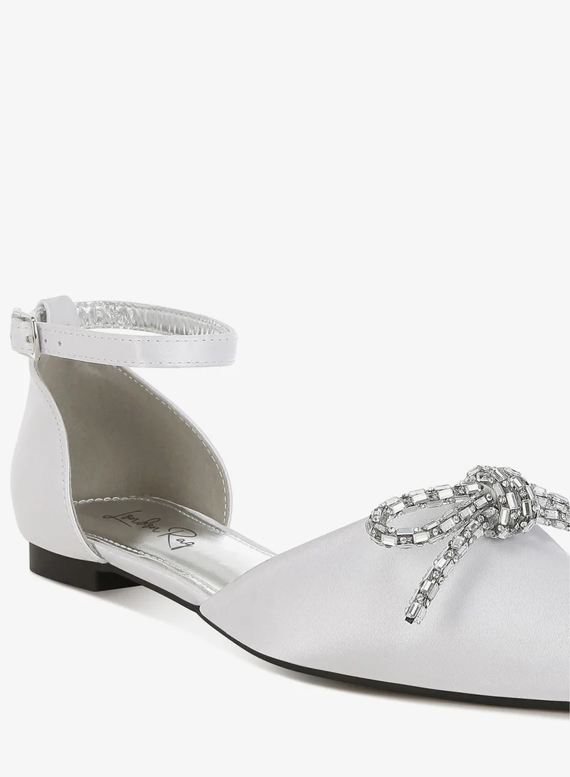 London Rag White Rhinestone Detail Bow Flat Sandals in White for Women | Best Price UAE