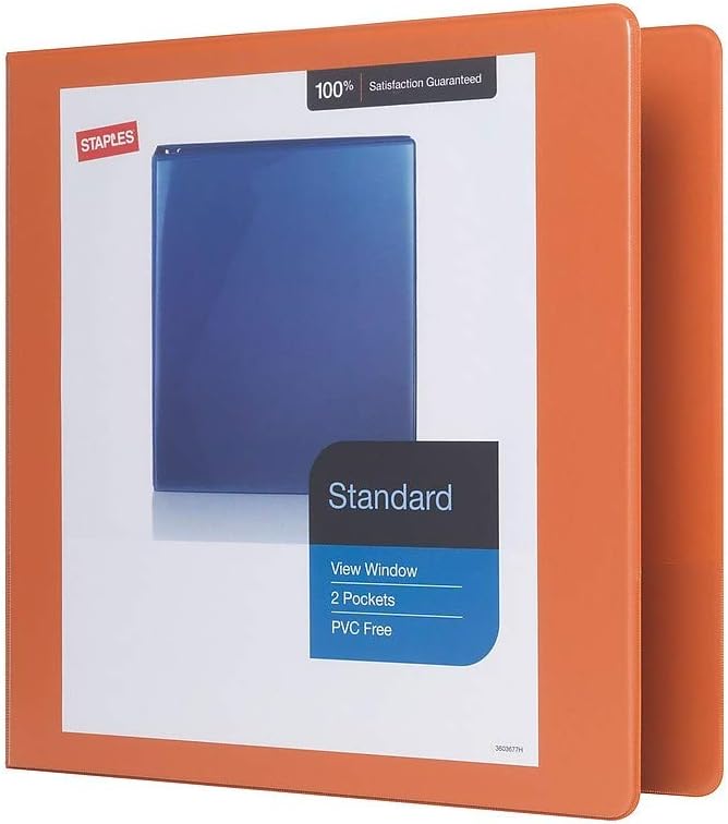 Staples Standard 2-Inch 3-Ring View Binder Orange - Image 2