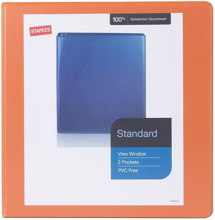 Staples Standard 2-Inch 3-Ring View Binder Orange - Image 3
