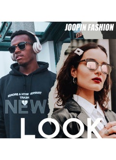 Joopin Square Semi Rimless Sunglasses Half Frame Shades For Women Men Polarized Sun Glasses Uv Protection (Gloss Black+Tortoise Pink)  - Image 2
