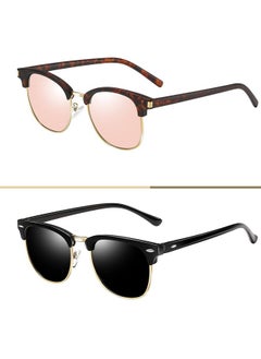 Joopin Square Semi Rimless Sunglasses Half Frame Shades For Women Men Polarized Sun Glasses Uv Protection (Gloss Black+Tortoise Pink)  - Image 3