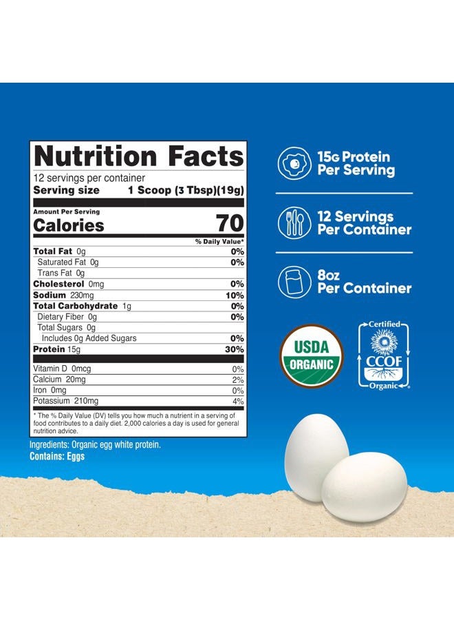 Nutricost مسحوق بروتين بياض البيض العضوي 8 أونصات (بدون نكهة) - 15 جرام بروتين لكل حصة، خالي من الكائنات المعدلة وراثيًا، خالي من الجلوتين - Image 2
