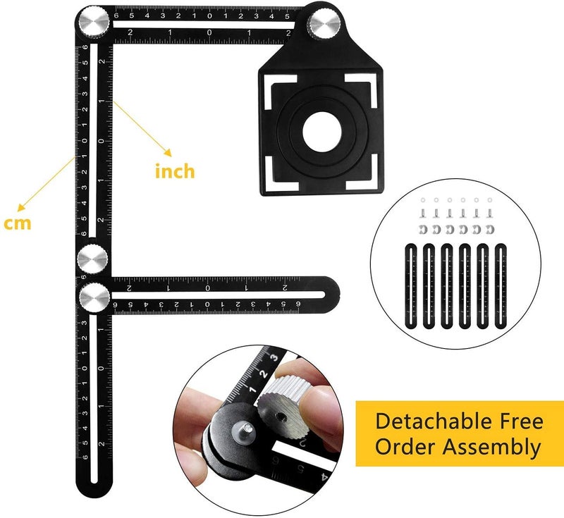 FALONG Multi Angle Tool,Multi angle measuring ruler,6-Sided Angle Measurement Tool,Multi Angle Aluminum Alloy Measuring Ruler,Multifunctional measuring ruler,Layout Tool for Handymen - Image 2