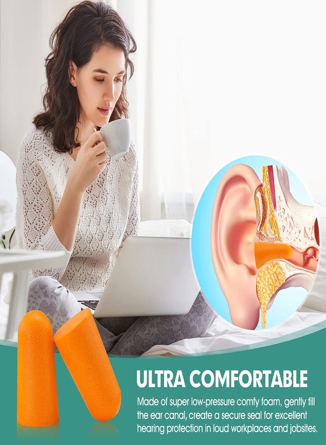 LETAYAR 100 Pairs Orange Foam Ear Plugs - 33dB NRR Highest Protection, Soft & Comfortable Noise Canceling Earplugs for Sleeping, Work, Snoring, Construction, Loud Noise with Individual Bagged Foam EarPlug - Image 3