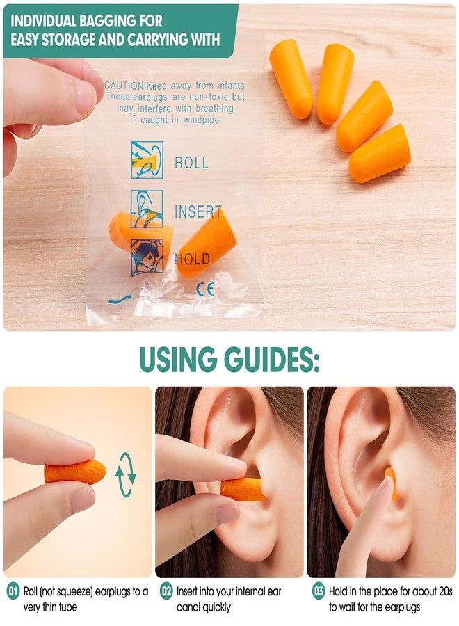 LETAYAR 100 Pairs Orange Foam Ear Plugs - 33dB NRR Highest Protection, Soft & Comfortable Noise Canceling Earplugs for Sleeping, Work, Snoring, Construction, Loud Noise with Individual Bagged Foam EarPlug - Image 5