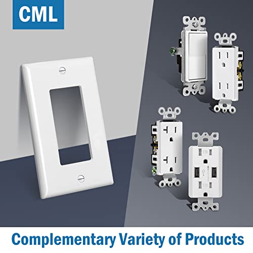 CML Hardware CML Mid-Size Decorator Wall Plates, 20 Pack Electrical Outlet Receptacle Covers, 1-Gang Switch Plates, Midway Size 3.18” x 5”, Impact Resistant, Gloss Finish, White - Image 5