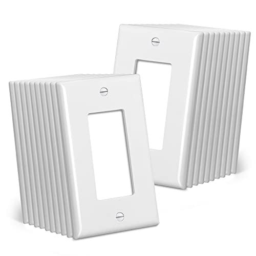 CML Hardware CML Mid-Size Decorator Wall Plates, 20 Pack Electrical Outlet Receptacle Covers, 1-Gang Switch Plates, Midway Size 3.18” x 5”, Impact Resistant, Gloss Finish, White - Image 1