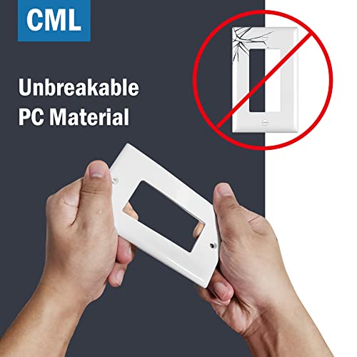 CML Hardware CML Mid-Size Decorator Wall Plates, 20 Pack Electrical Outlet Receptacle Covers, 1-Gang Switch Plates, Midway Size 3.18” x 5”, Impact Resistant, Gloss Finish, White - Image 4