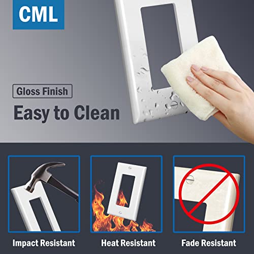 CML Hardware CML Mid-Size Decorator Wall Plates, 20 Pack Electrical Outlet Receptacle Covers, 1-Gang Switch Plates, Midway Size 3.18” x 5”, Impact Resistant, Gloss Finish, White - Image 3