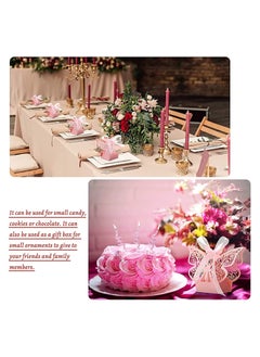 Excefore 50 Pcs Candy Boxes Butterfly Laser Cut Favor Boxes with Ribbons lovely Chocolate Box for Wedding Girl Bridal Birthday Party Baby Shower Favors Decoration Supplies (Pink)  - Image 3