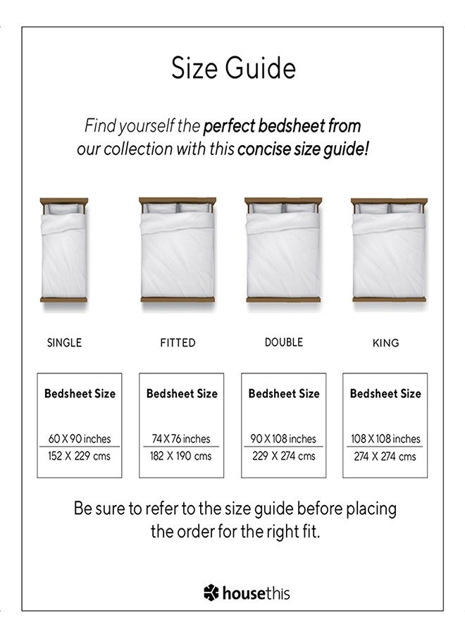3-Piece Cotton Bedsheet Set Includes Genda Phool Bed Sheet (Green) & 2 Pillow Covers (46x69cm) | Machine Washable | 144 Thread Count Bed Linen with Pillow Case