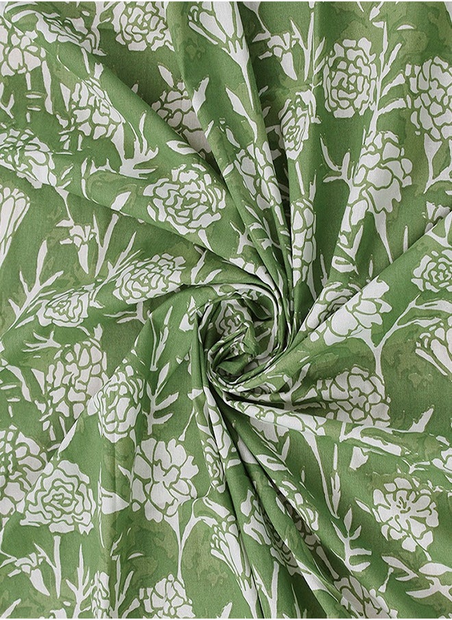housethis 3-Piece Cotton Bedsheet Set Includes Genda Phool Bed Sheet (Green) & 2 Pillow Covers (46x69cm) | Machine Washable | 144 Thread Count Bed Linen with Pillow Case  - Image 4