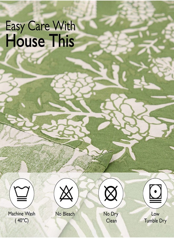 housethis 3-Piece Cotton Bedsheet Set Includes Genda Phool Bed Sheet (Green) & 2 Pillow Covers (46x69cm) | Machine Washable | 144 Thread Count Bed Linen with Pillow Case  - Image 5