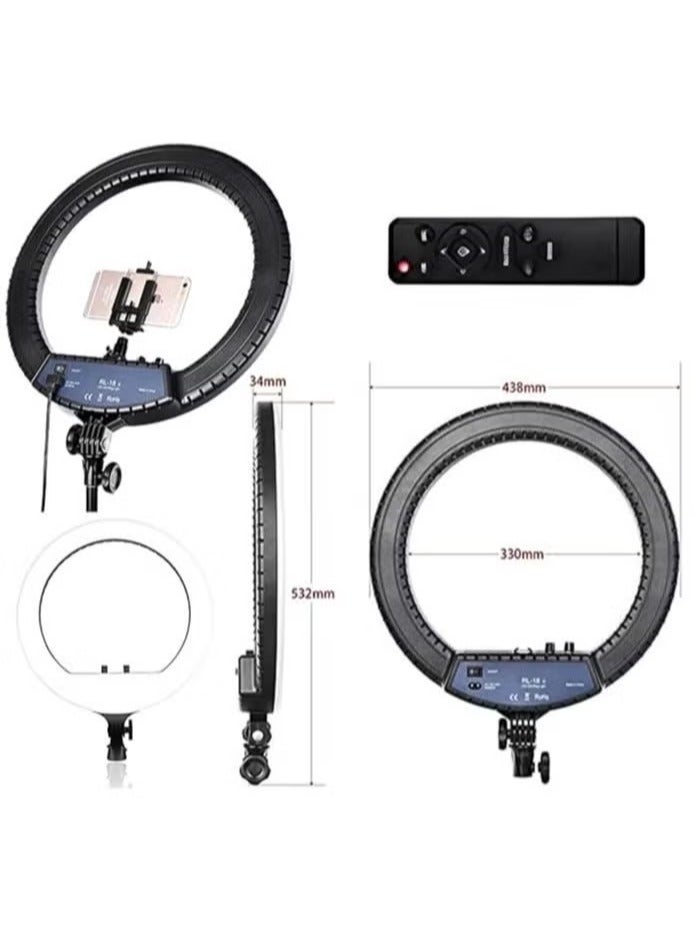 RL-18 Ring Light, 18 inch Soft Ring LED Light for Live Broadcast YouTube Vlog Video Shooting with Remote Control 3 Phone Holder Special Ring Fill Light  - Image 2