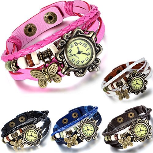 Lancardo Women's Braided Leather Straps Butterfly Charm Bracelet Bangle Watches Quartz Business Casual Wrist Watch Friendship Anniversary - Image 4