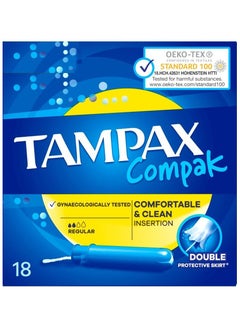 Tampax Tampax Compak Tampons, Regular with Applicator 18 Tampons  - Image 1