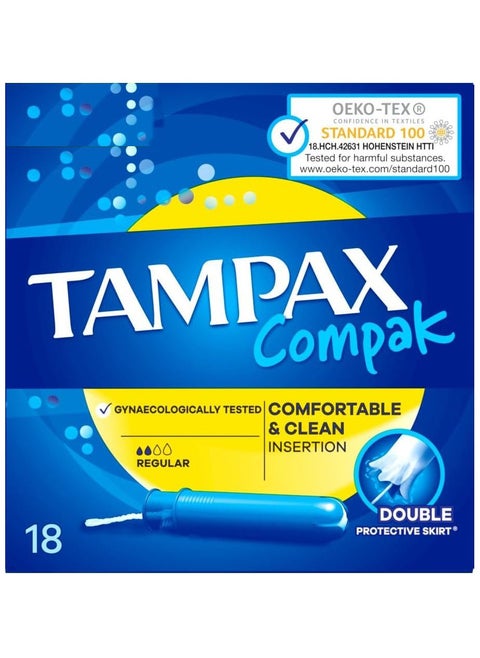 Tampax Compak Tampons, Regular with Applicator 18 Tampons