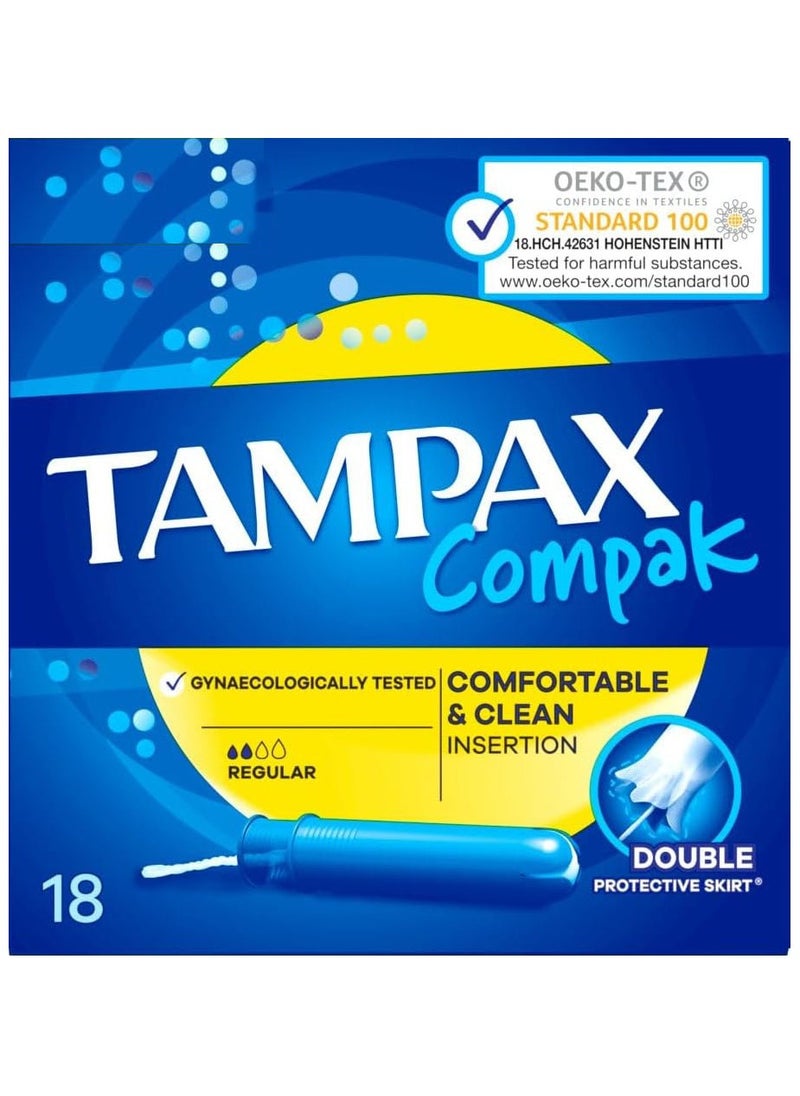 Tampax - Tampax Compak Tampons, Regular with Applicator 18 Tampons - Image 1