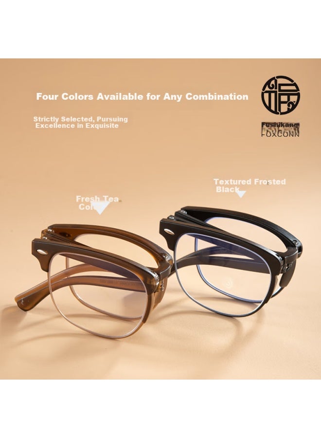 Fushikang Folding High Definition Ultra-Light Imported Anti-Blue Light Reading Glasses F1008 Transparent Gray +200 Degrees - Image 3