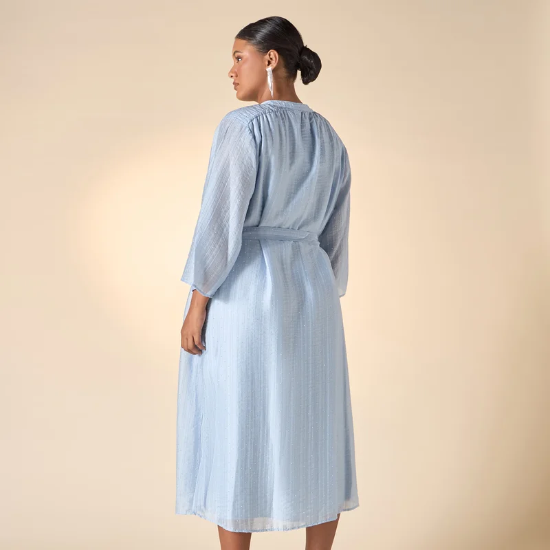 Ulla Popken Plus Size Ulla Popken All-Over Embellished Shirt Dress with Mandarin Collar
