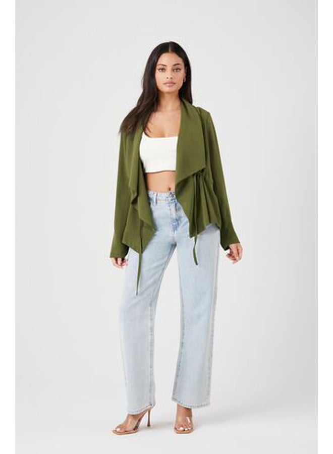FOREVER 21 Drawstring Waterfall Jacket - Image 4