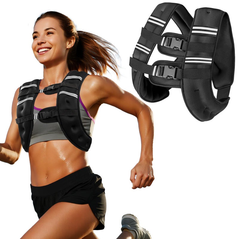 Zikopomi Weighted Vest with Two Adjustment Straps for Men Women 8lbs12lbs16lbs20lbs Weight Vest with Reflective Stripes for Workout Strength Training Running Fitness Muscle Building Weight Loss - Image 2