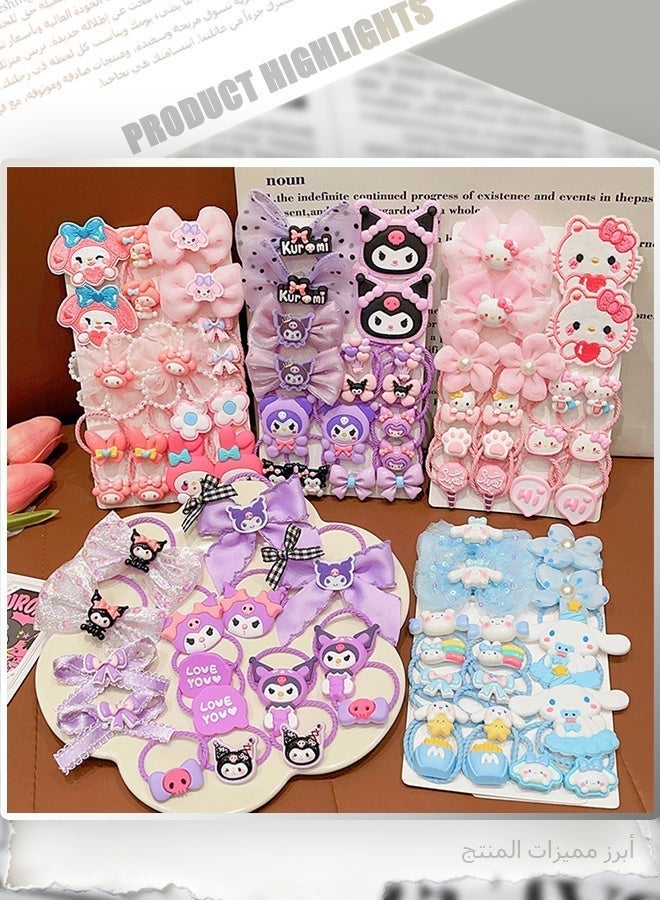 Sanrio 36PCS Cute Cartoon Hair Accessories Set - 3D Character Clips, Elastic Hair Bands & Scrunchies for Girls, Kids Birthday Party Favor Gift - Image 5