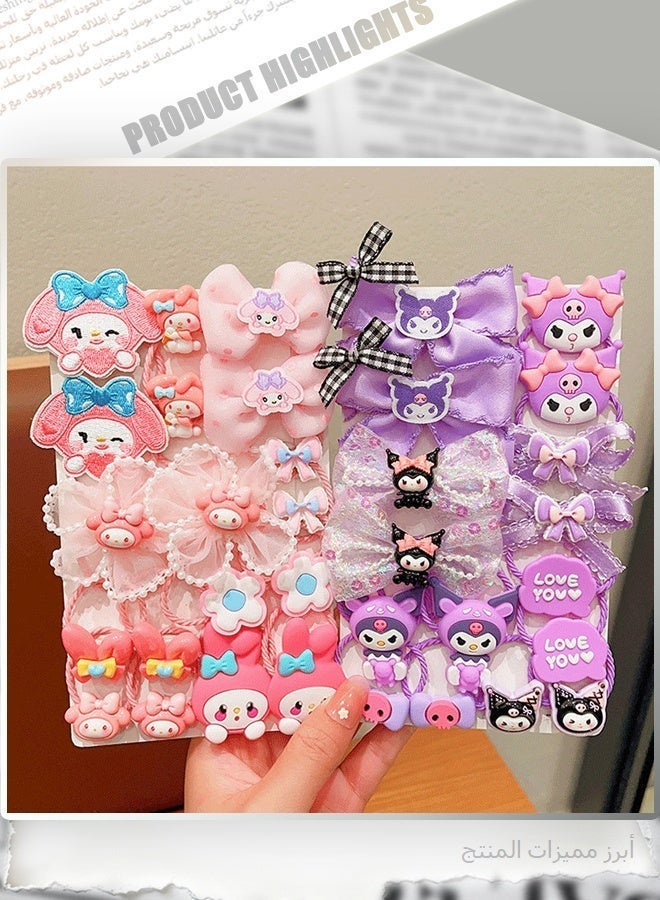 Sanrio 36PCS Cute Cartoon Hair Accessories Set - 3D Character Clips, Elastic Hair Bands & Scrunchies for Girls, Kids Birthday Party Favor Gift - Image 4