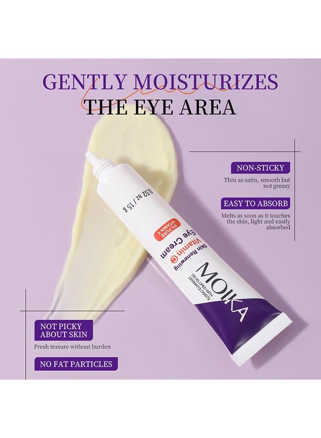 مويكا كريم عين بفيتامين سي، مصل تفتيح البشرة مع حمض الهيالورونيك للوجه، كريم تحت العين للهالات السوداء والانتفاخ - Image 3