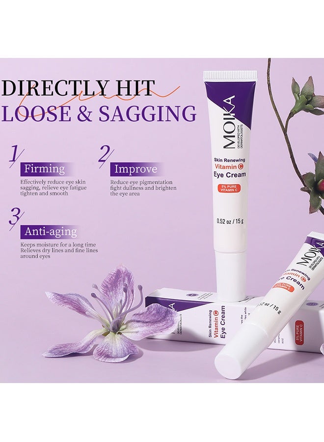 مويكا كريم عين بفيتامين سي، مصل تفتيح البشرة مع حمض الهيالورونيك للوجه، كريم تحت العين للهالات السوداء والانتفاخ - Image 4